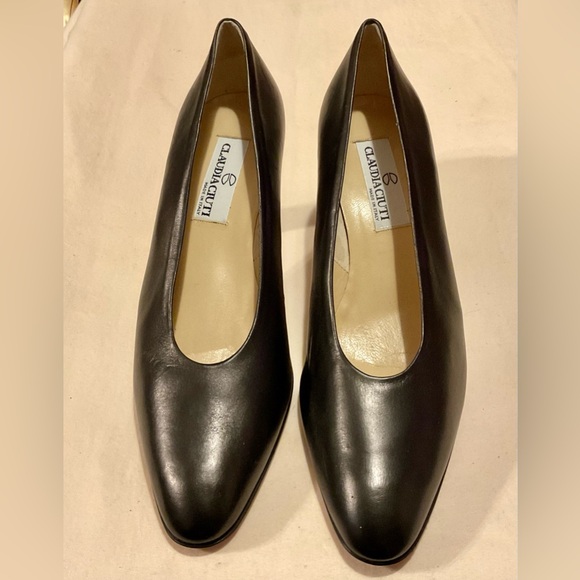 Claudia Ciuti Vintage Elegant Black Leather Pumps Size 9.5 M - Picture 2 of 8